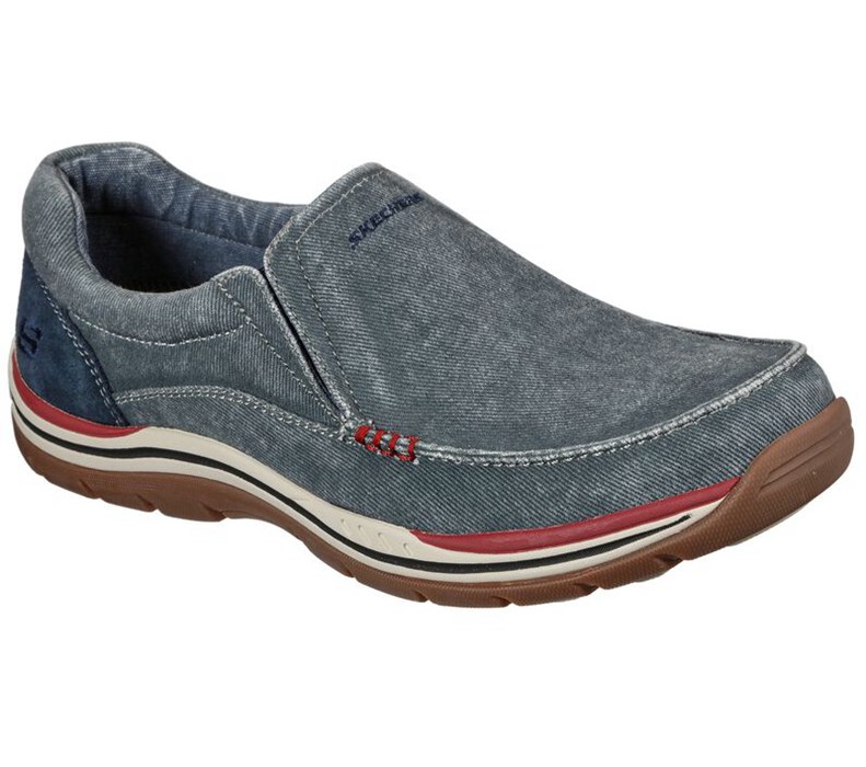 Skechers Herr Marinblå Slip On - Relaxed Fit: Expected - Avillo - Sverige (OFBXR-4915)